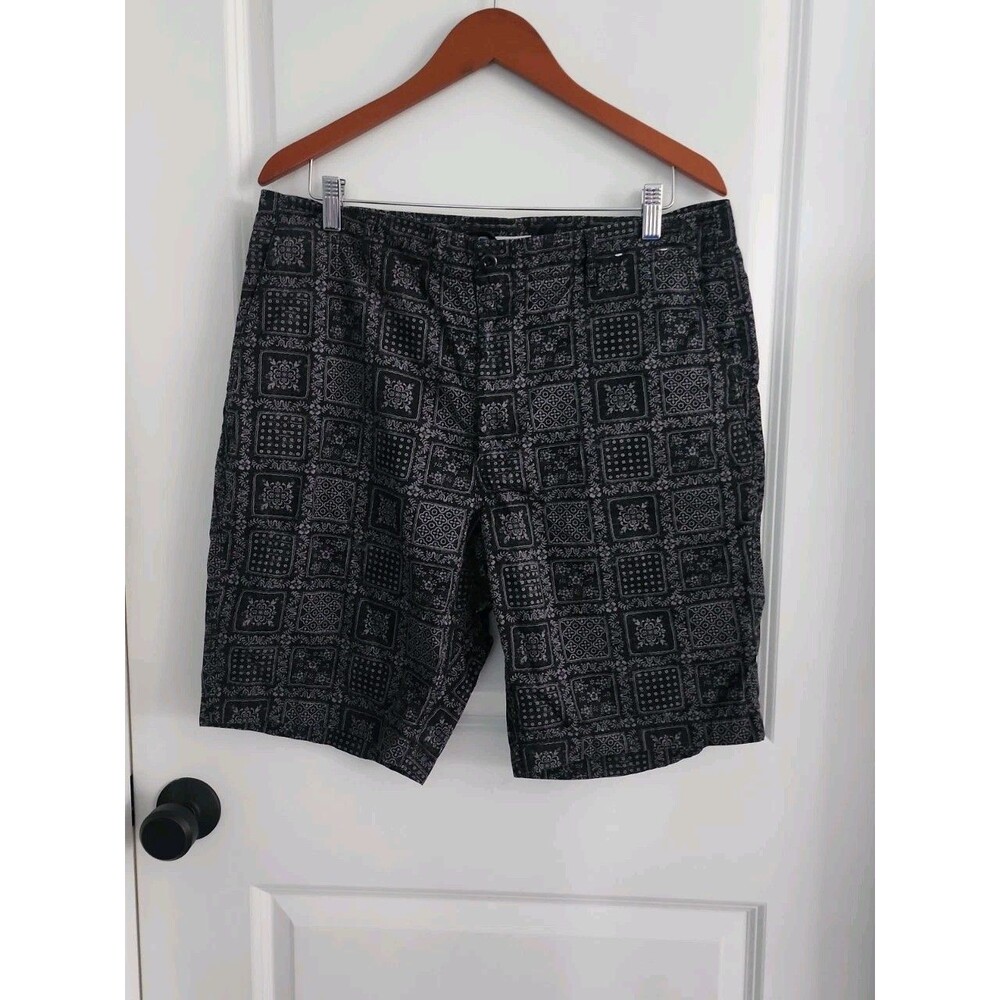 Reyn Spooner Uniqlo Chino Board Shorts Mens Size 33 Black Print 100% Cotton 10"